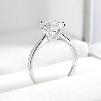 White Gold 2ct 100% Moissanite Engagement Ring for Women S925 Sterling Silver Lab Diamond Promise Wedding Band Jewelry