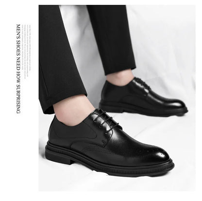 Business Formal Casual Wedding Shoes for Men Fashion New Designer Inner Increase Shoes Male Spring Autumn Retro Leather Shoe Man