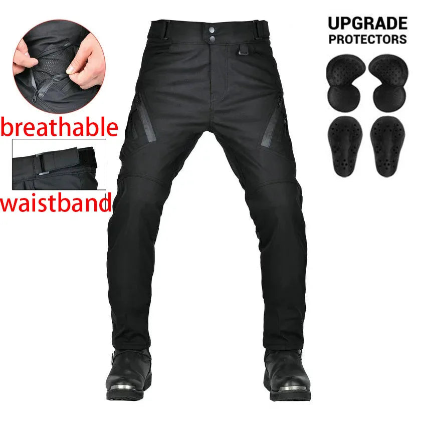Waterproof Motorcycle Riding Pants All-Season Reflective Strip Adjustable Waistband Knee & Hip Pad for Outdoor Riding pants