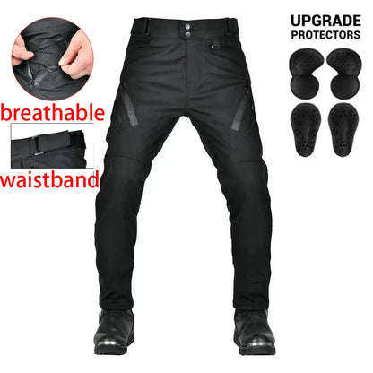 Waterproof Motorcycle Riding Pants All-Season Reflective Strip Adjustable Waistband Knee & Hip Pad for Outdoor Riding pants