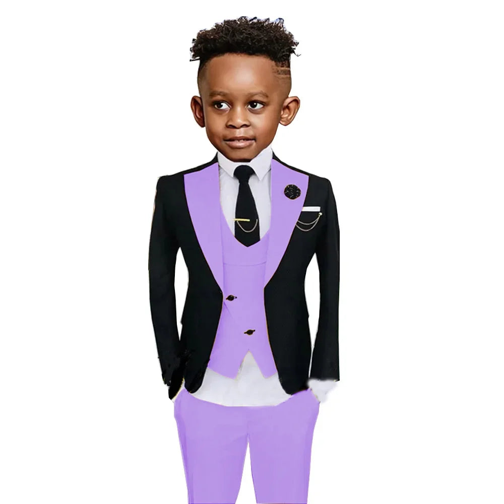 Colorful Kids Fashionable Suit Set 3 Pieces Performance Costumes High Quality Boys Suits Wedding Guest Tuxedo 2-20T