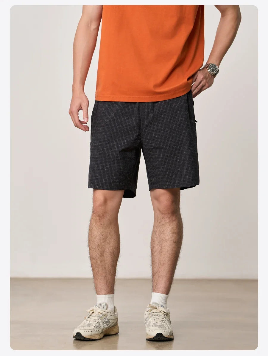 2026 Summer New Lightweight 100gsm Fabric Shorts Men Drawstring Elastic Waist Oversize Casual Outdoor Beach Shorts