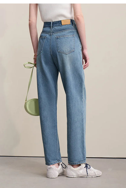Straight-leg Pants 2026 Spring New Solid Color Casual Washed Denim Trousers Versatile Basic Cotton Women's Pants 12621040