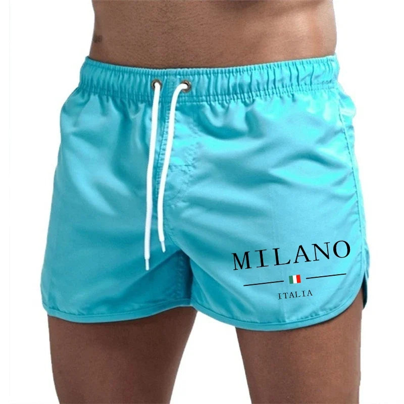 2026 Summer Men's Beach Shorts Urban Print Beach Trunks Jogging Casual Pants Quick Drying Swimming Homme Surf Lightweight Shorts