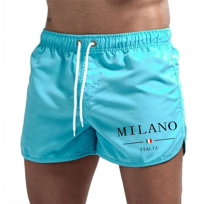 2026 Summer Men's Beach Shorts Urban Print Beach Trunks Jogging Casual Pants Quick Drying Swimming Homme Surf Lightweight Shorts