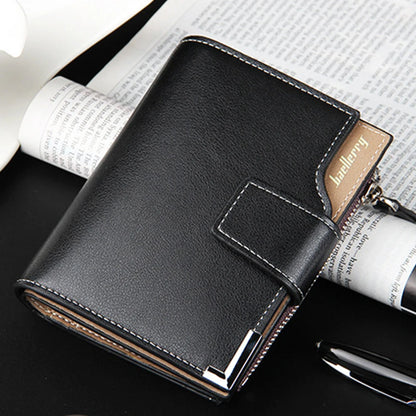 Multifunctional Men's Short Wallet with Zippered Coin Pocket on the Side, Trendy Men's Accessory, Business Casual Men's Wallet, Simple and Stylish Gift for Men