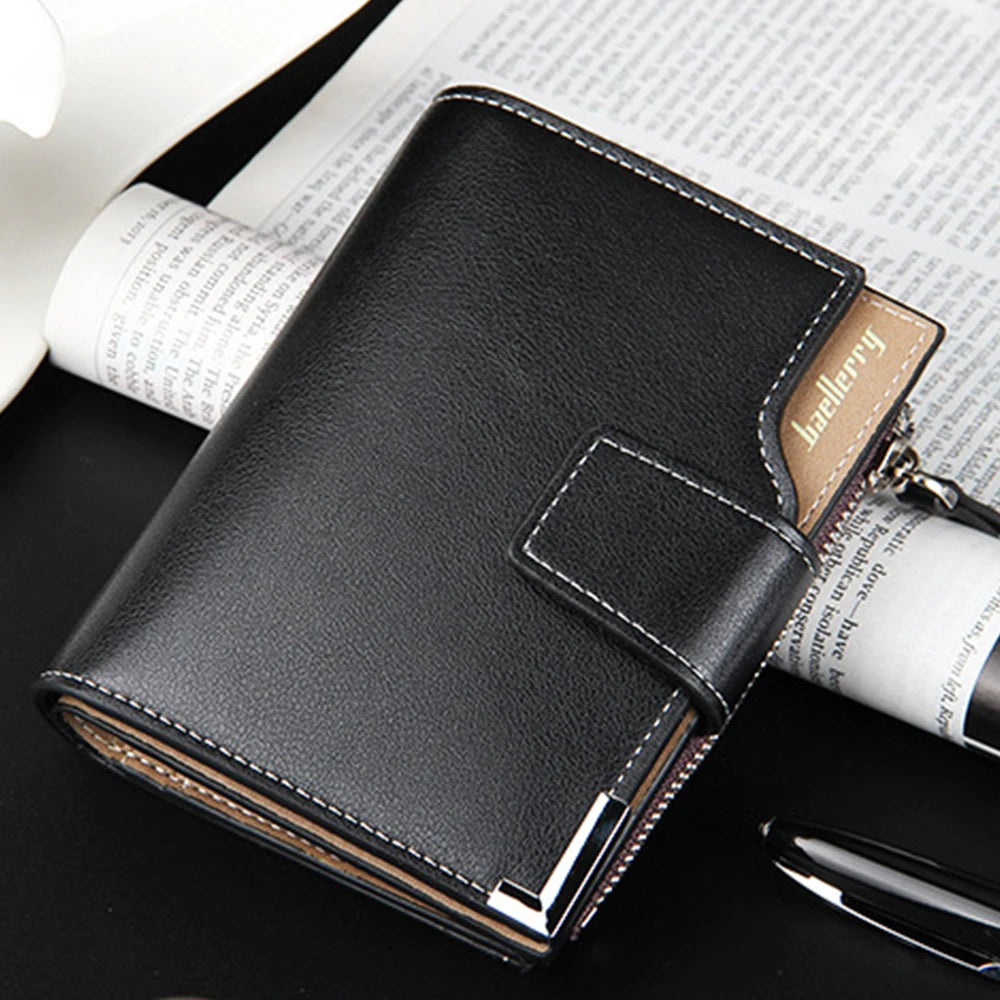 Portefeuille court multifonctionnel pour homme avec poche zippée sur le côté pour la monnaie, accessoire tendance pour homme, portefeuille décontracté pour homme d'affaires, cadeau simple et élégant pour homme