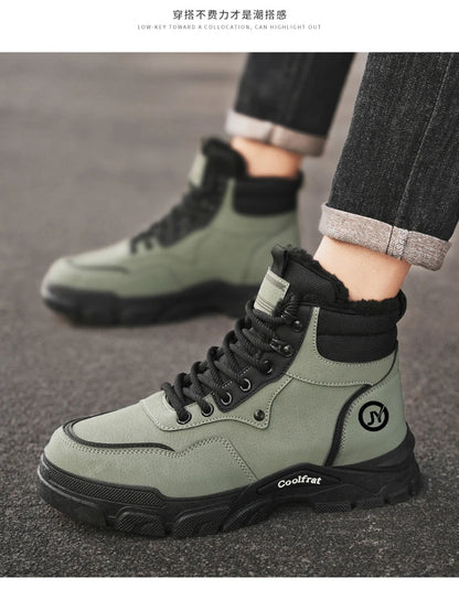 Mens Boots Casual Shoes Winter Platform Leather Designer Luxury Chelsea Cowboy Outdoor Work Safety Ankle Sneakers 2025