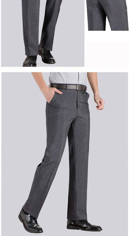 Mens Autumn Thick Summer Thin Business Pants Loose Male Pant High Waist Straight Trousers Casual Fashion Pant Plus Size 28-40