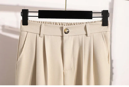 Plus Size Pants Woman 2026 Spring Autumn New Arrival High Waist Suit Pants High Quality Korean Style Straight Trousers