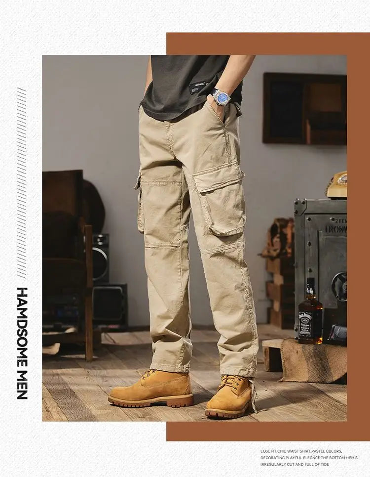 Men Fashion Military Cargo Pants Regualr Straight Fit Cotton Camouflage Green Black Grey Color Trousers W9202