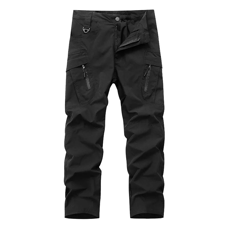 New Summer Men Thin Breathable Elastic Work Pants Outdoor Casual Sports Multi Pockets Cargo Pants Straight Tooling Trousers 3XL