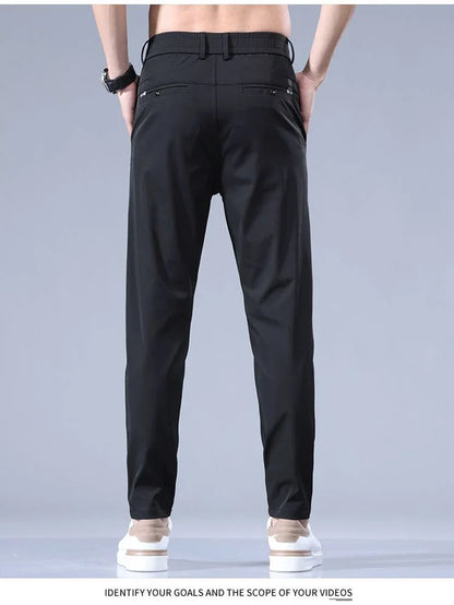 2026 Men's Summer Casual Pants Thin Ice Silk Men's Pants Fashion Straight  Elastic Men's New Pants Men's Pants