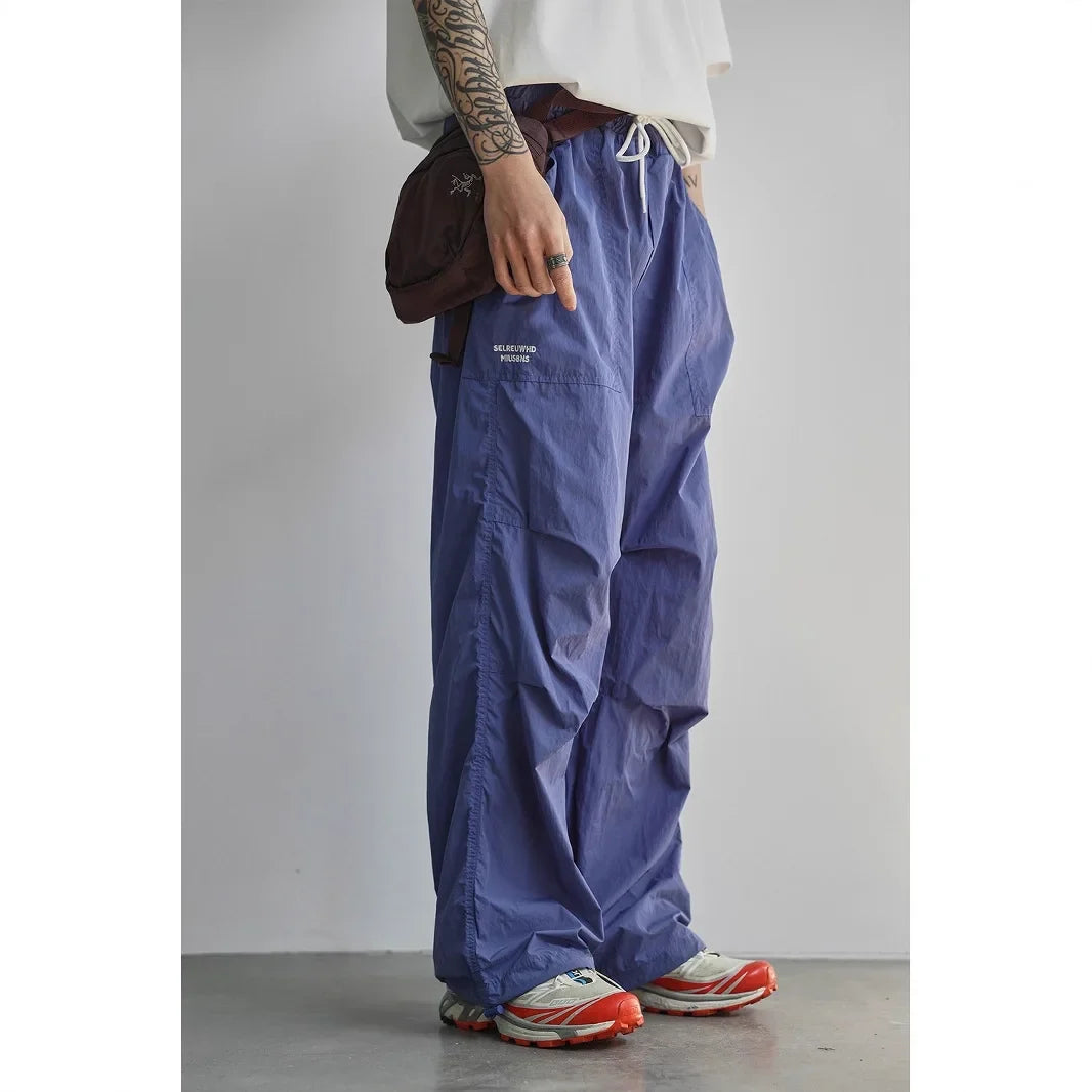 Men's Summer Outdoor Quick Dry Pants Loose Straight Leg Joggers Casual Hiking Trousers Unisex Breathable Streetwear Asian Size