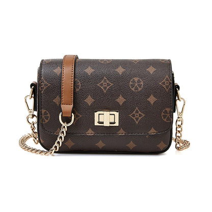 Vintage Monogram Chain Crossbody Bag for Women Luxury Designer Small Square Shoulder Bag Ladies Fashion Handbag