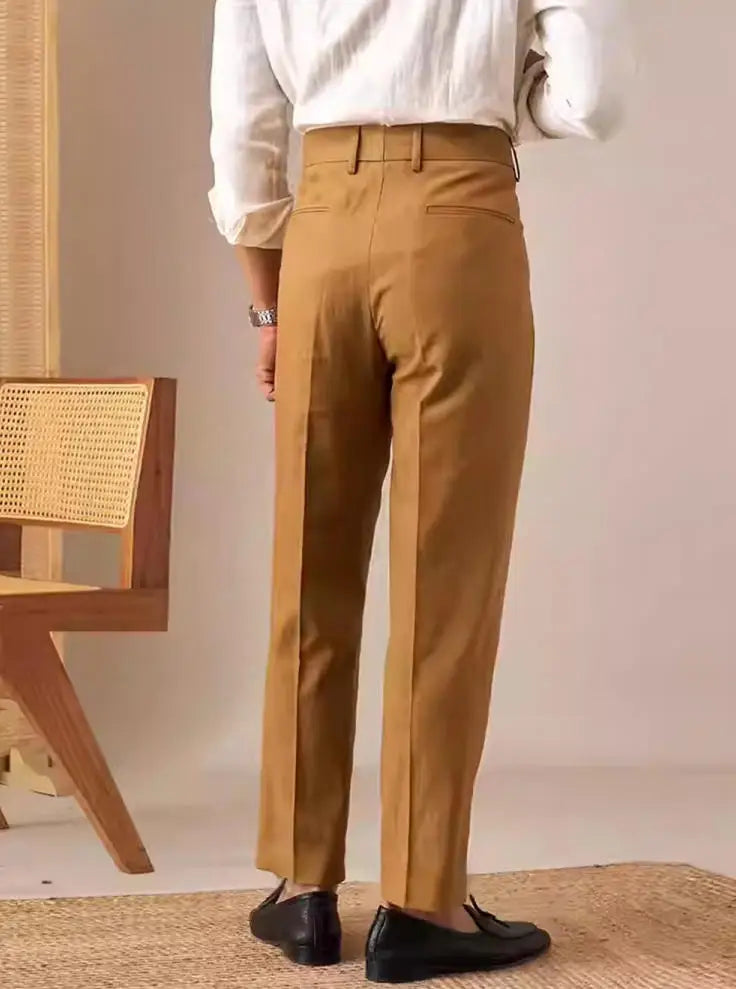 Premium Men's Pants Pleated Wide-Leg Dress Chinos Business Daily Office Versatile Formal Casual Trousers Banquet Wedding Summer
