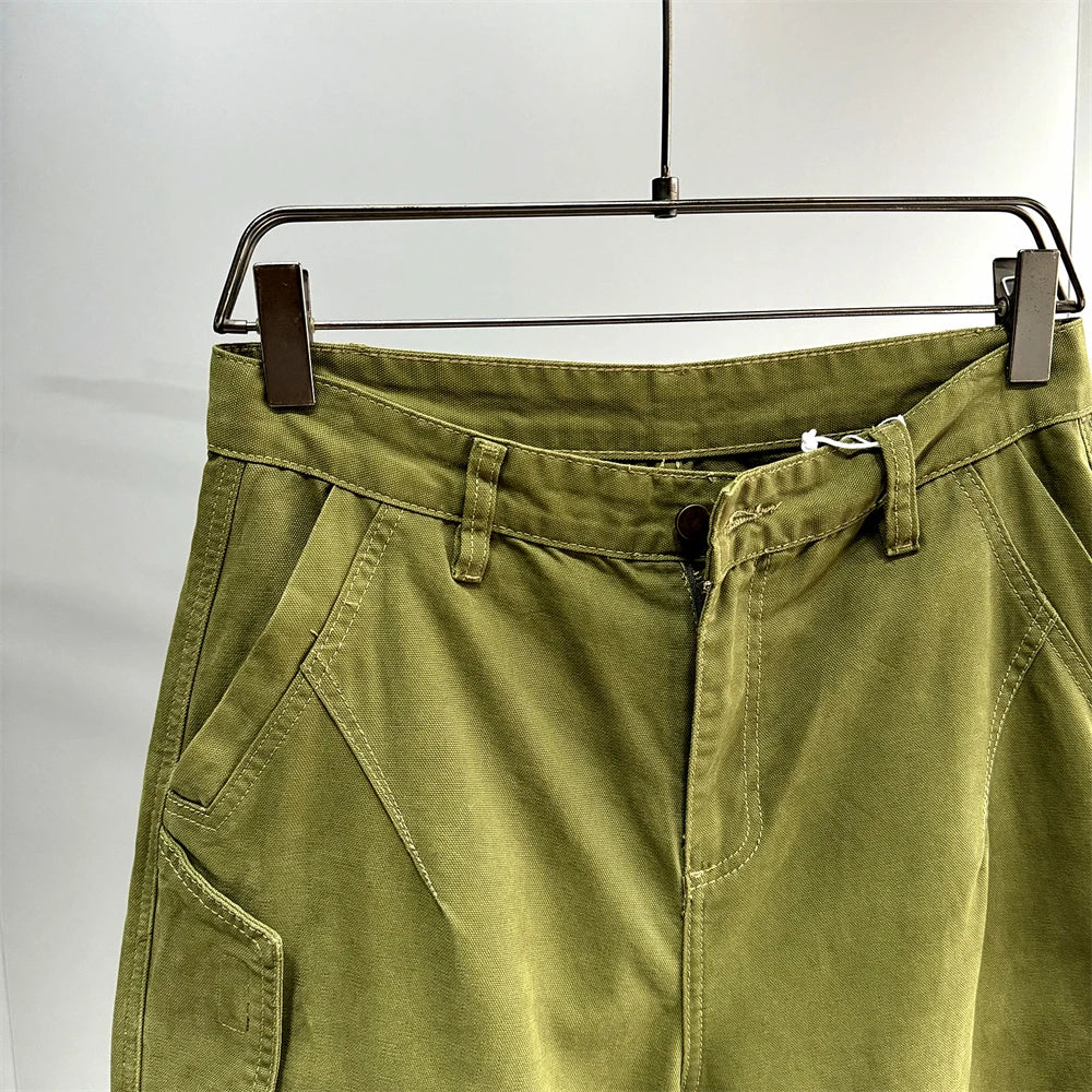 High Quality Army Green Cargo Pants Men American Vintage Hip Hop Plus Size Skateboard Pants Harajuku Casual Cotton Trousers Male