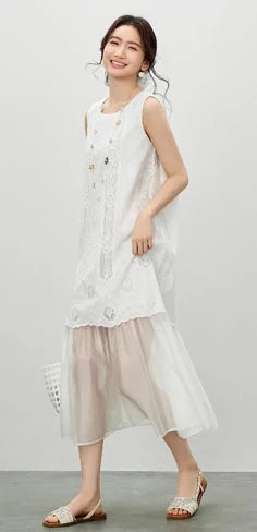 Women's Gray Elegant Skirt 2026 Summer Elastic Waist Sheen Flowy A Line Long Skirt for Woman Ladies Clothes 162QG4909