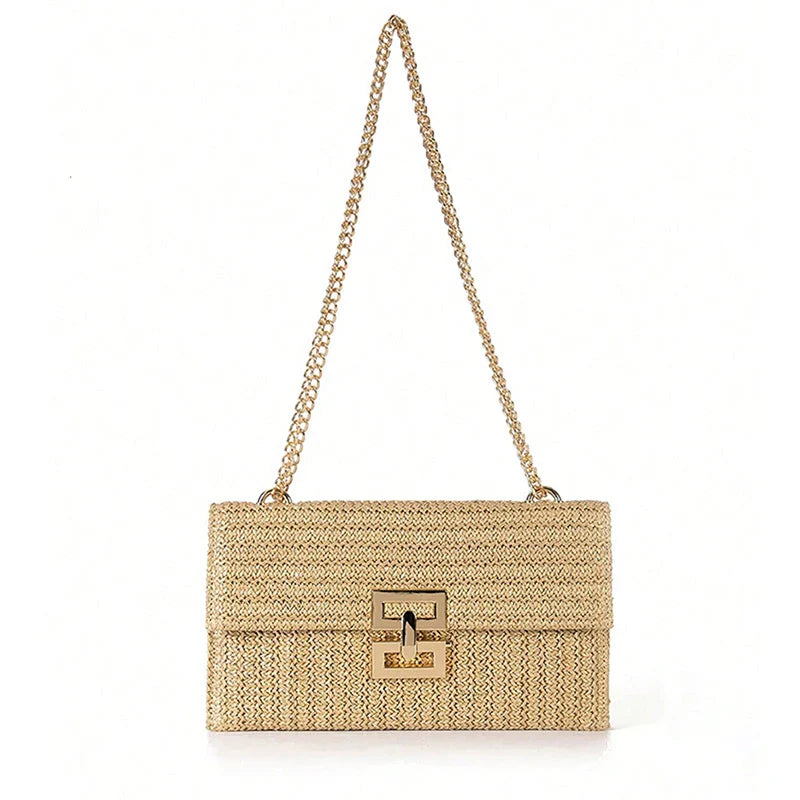 New Women's Straw Clutch Bag Summer Beach Boho Handbag Fashion Woven Purse Girl's Vacation Essentials For Travel Beach Wedding