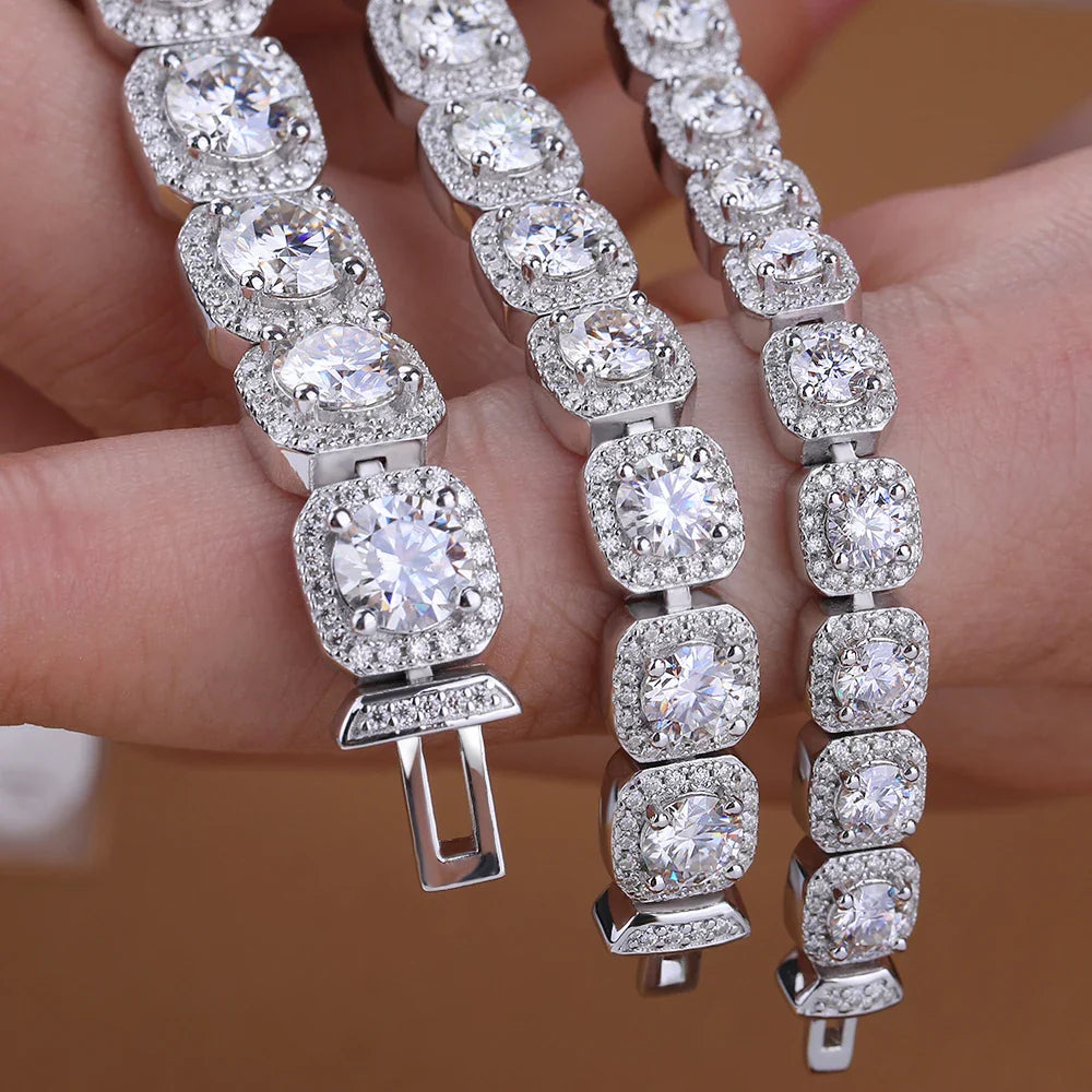 Luxury Full Moissanite Bracelets S925 Silver GRA Certified Lab Diamond Hand Chain for Women Men Wedding Fine Jewelry Gifts