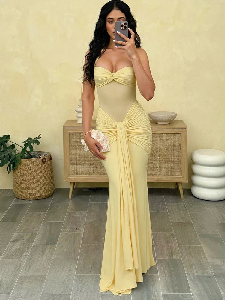 Halter Mesh Patchwork Dress Women Summer Trend Off Shoulder Backless Ruched Ribbon Midnight Prom Party Hipster Vestidos