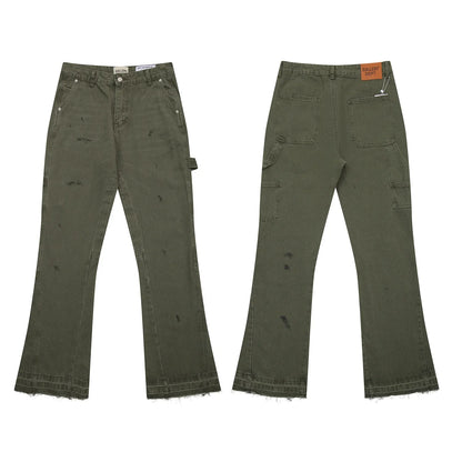 Denim Bell-bottoms Washed And Worn Patchwork Jeans