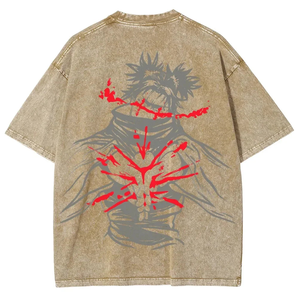 Japan Anime Jujutsu Kaisen Choso Cool Graphic T-shirt Men Casual Manga Tshirts Washed Vintage T Shirt Harajuku Male Cotton Tops