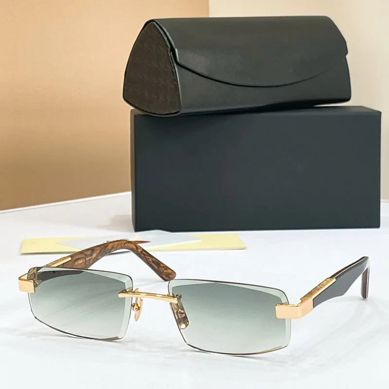 High Quality THE ARTIST II Rectangle Rimless Sunglasses Gradient Germany Design UV400 for Men Women Classcical Vintage Glasses