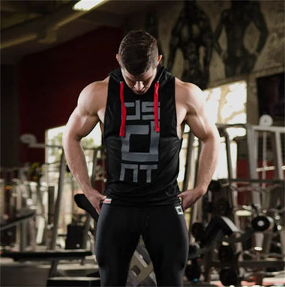 Mens Street Corner Pullovers Fitness Sport Sleeveless Hoodies Gym Bodybuilding Running Training Jogging Cotton Casual Sportswear