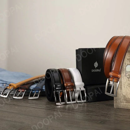 Men's Leather Belt Needle Buckle Belt Trendy New Casual Genuine Leather LONG Large Belts Cowhide Men's Belt Plus Size Men Belts
