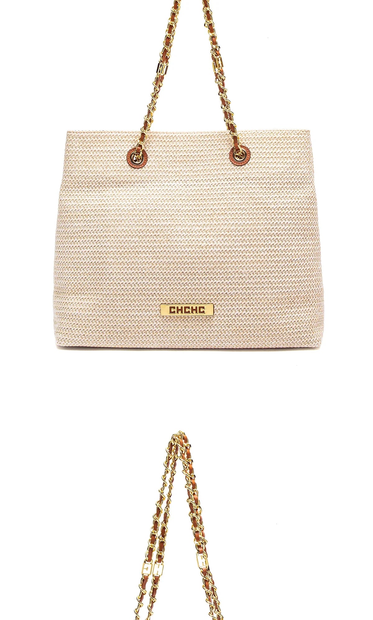 Fashion Classic Retro Stripe Women's New Chain Bag Large Capacity PP Material Women's Shoulder Bag
