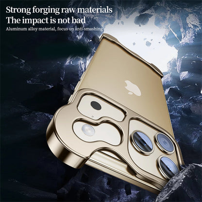 Luxury Irregular Metal Bumper Phone Case For iPhone 17 Air Pro Max Aluminum Shockproof Corner Pads Plating Ultra Thin Back Cover