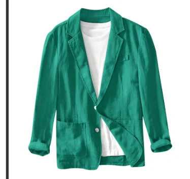 Men's Casual Suit Single-layer Jacket Solid Color Cotton And Linen Casual Fashion Men's Top