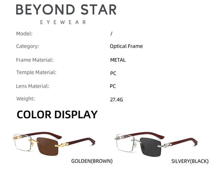 Photochromic Rimless Sunglasses Women Trendy Luxury Square Sunglass Men Vacation Sunscreen Fashion Glasses Gafas De Sol Hombre