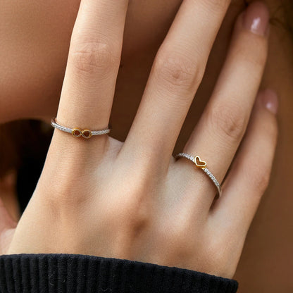 925 Sterling Silver Simple Romantic Heart Finger Ring Trendy Metallic Contrast Design Rings For Women Fine Jewelry