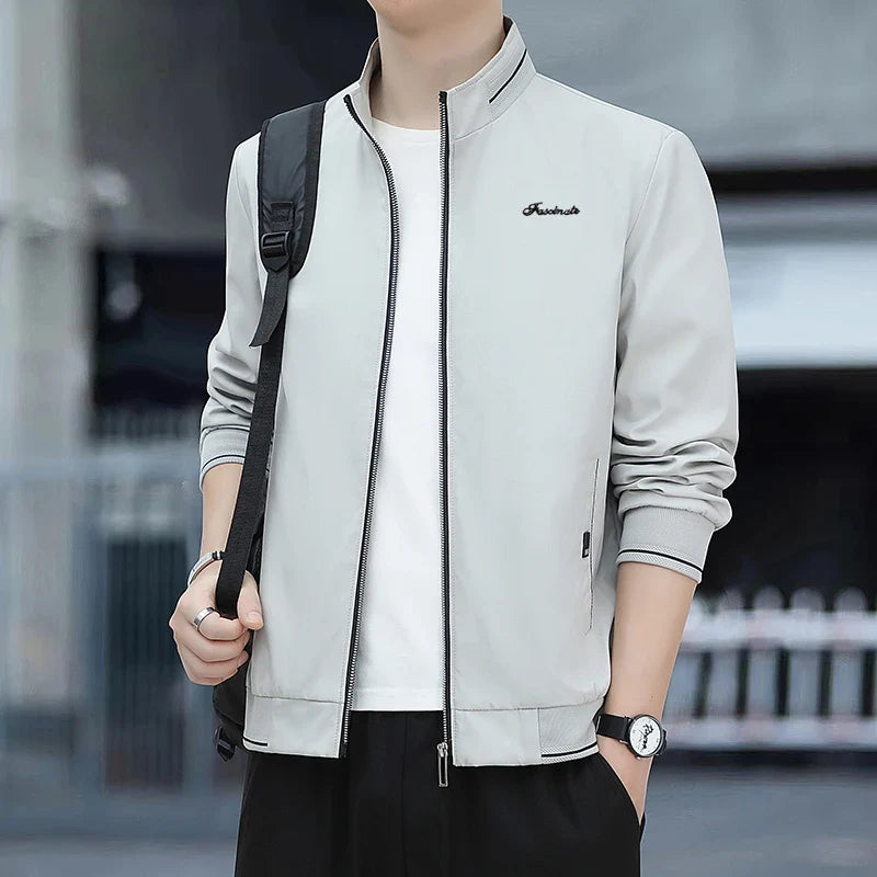 Spring Autumn New Men Lapel Jacket Coats Fashion Fabric Comfortable Breathable Sweat Absorption Comfortable Slim Version Coats