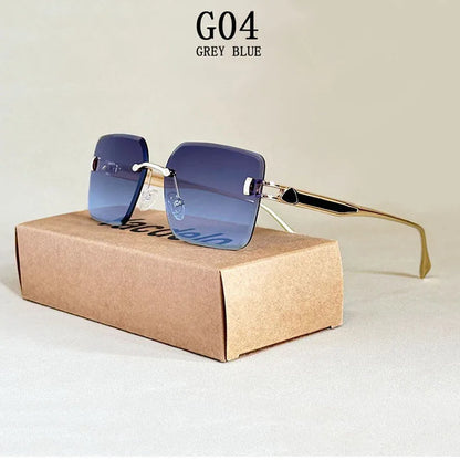 2025 Rimless Sunglasses Women Trendy Vintage Square Fashion Glasses Sunscreen Lentes De Sol Mujer Lunette Soleil Femme Zonnebril