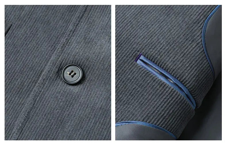 2026 Spring/Fall Men's Blue Suit Jacket, Black Long-Sleeve V-Neck Single-Breasted Formal Coats, Asian Fit Slim Cut.