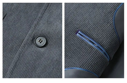 2026 Spring/Fall Men's Blue Suit Jacket, Black Long-Sleeve V-Neck Single-Breasted Formal Coats, Asian Fit Slim Cut.