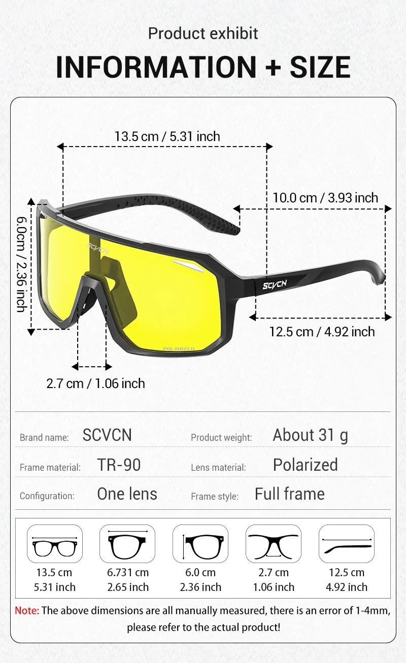 Yellow Polarized Sunglasses for Driving Night Vision Cycling Glasses Fashion MTB Mountain Bike Men Women Casual Glasses