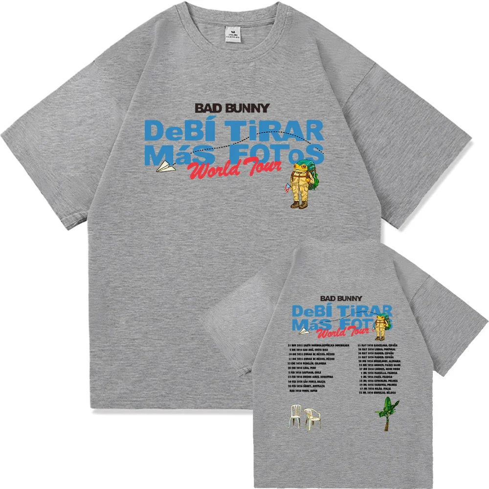 Bad Bunny DTMF World Tour 2025-2026 TShirt Men/women Clothing Vintage Harajuku High Quality Clothes Cotton TShirts for Fans Gift