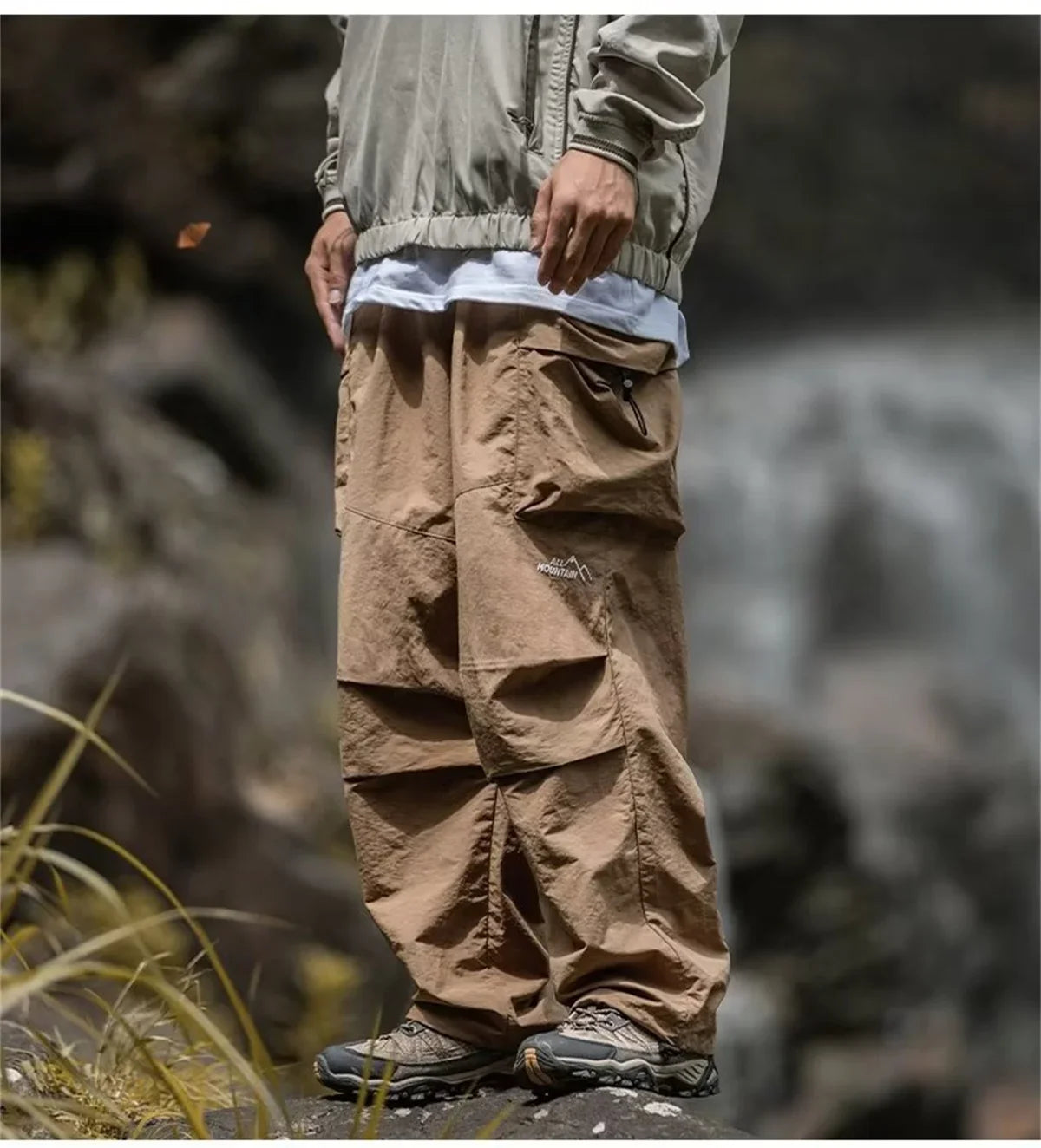 New Trendy New Men's Spring/Summer Breathable Outdoor Cargo Parachute Pants Leisure Hiking Mountaineering Water-resist Pants