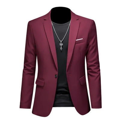 Plus Size 6XL-M Fashion Mens Solid Color Suit Jacket High Quality Business Slim Fit Casual Blazers Formal Social Wedding Tuxedo