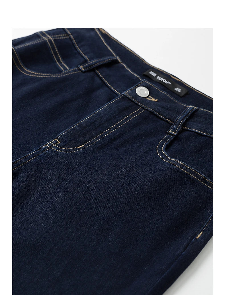 Women Denim Jeans 2025 Spring New Straight Wide Leg Rolling Up Ankle Length Cropped Pants