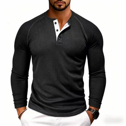 Loose men's solid colour casual versatile American-style round-neck long-sleeve base T-shirt for spring and autumn outdoor daily