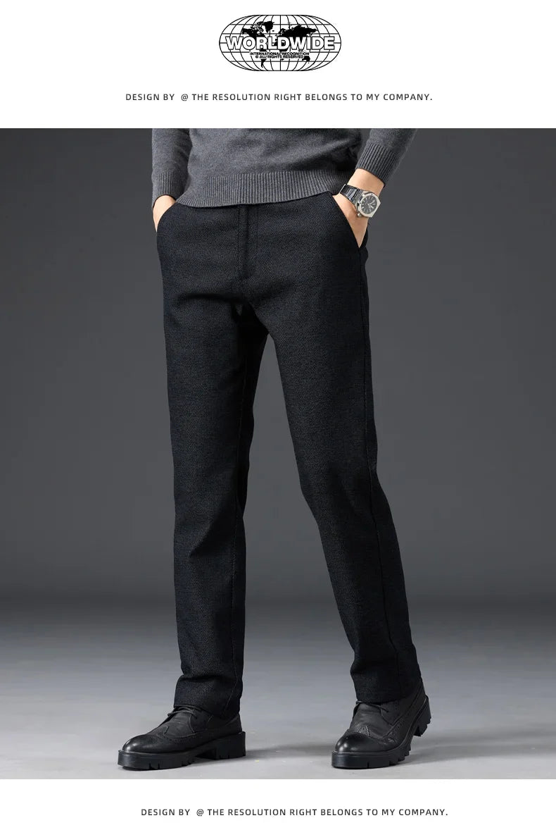 Men's Slim Fit Chenille Long Pants Advanced Business Casual Trousers Trend Autumn Comfortable Daily Wear Male Clothing