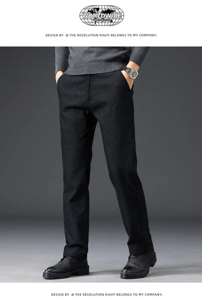 Men's Slim Fit Chenille Long Pants Advanced Business Casual Trousers Trend Autumn Comfortable Daily Wear Male Clothing
