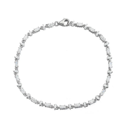 Oval Pear Cut Moissanite Tennis Bracelet s925 Silver Plated 18k White Gold GRA Certified Thin Bracelets for Women Man
