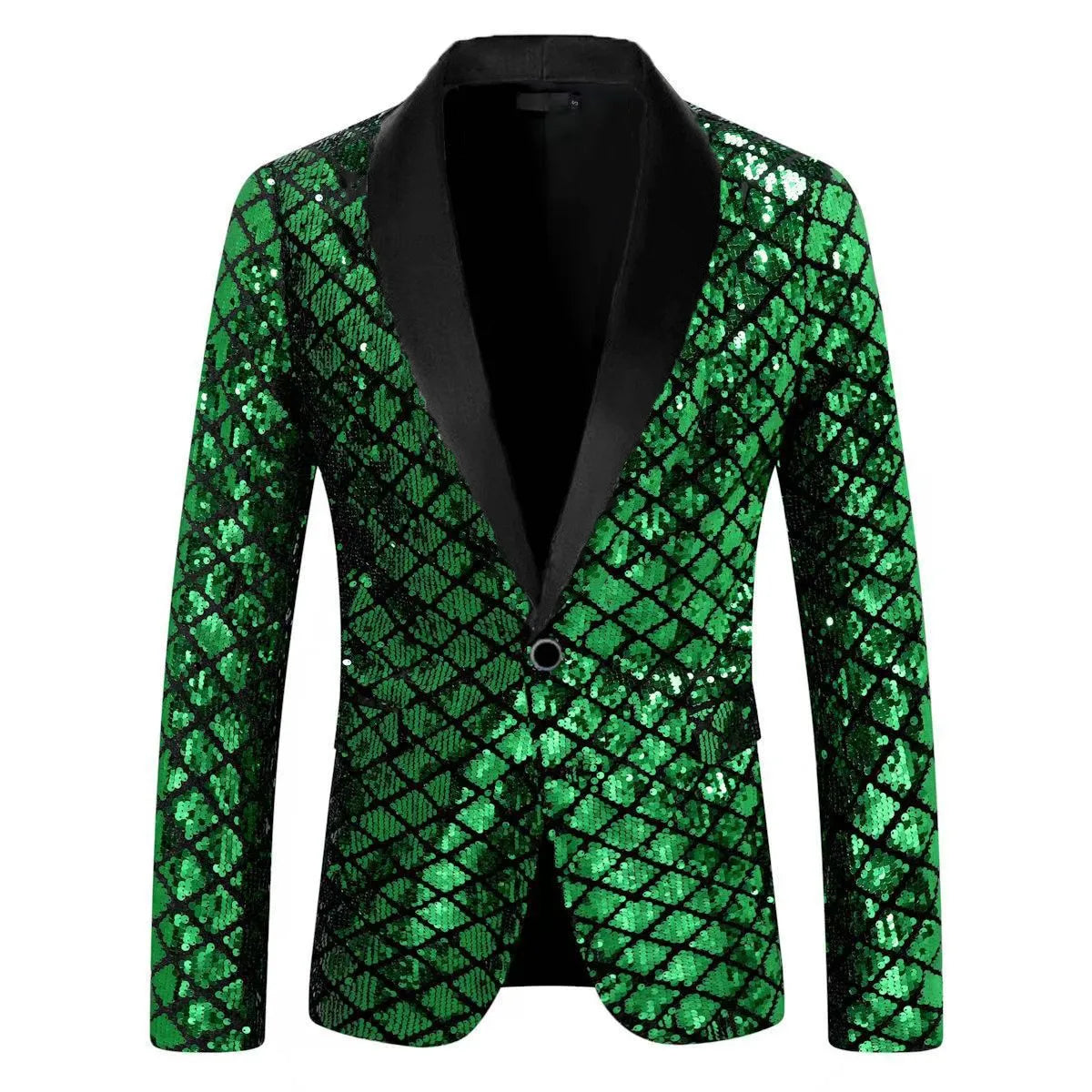 Men's Gold Suit Jacket, Wedding Party Dress Coat, Silver Blue Black Round Metallic Sequin Decoration Blazers.