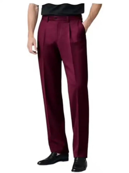 Men's Pleated Dress Pants Wide-Leg Versatile Premium Formal Banquet Wedding Summer Casual Trousers Chinos Business Daily Office